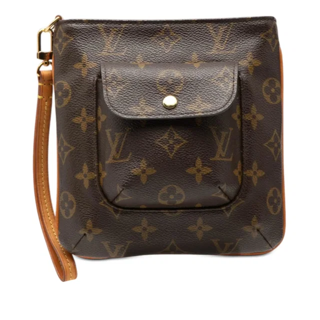 Brown Louis Vuitton Monogram Partition Clutch Bag in Brown Coated canvas from Designer Revival