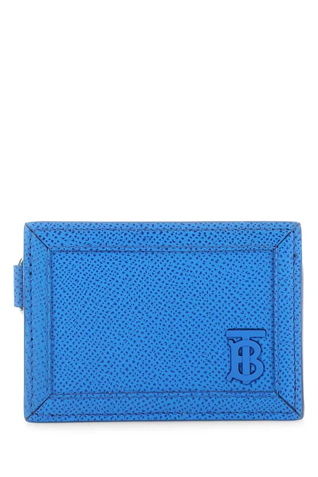 Burberry Textured Leather Card Case — Blue Exterior: Cases in Blue Leather from HEWI