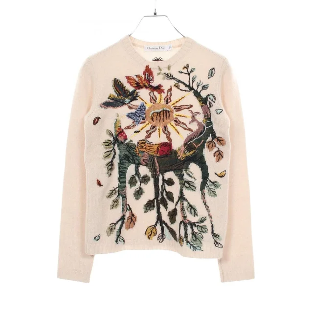 Dior Knit Embroidered Cashmere Sweater in Cashmere from The Reluxe