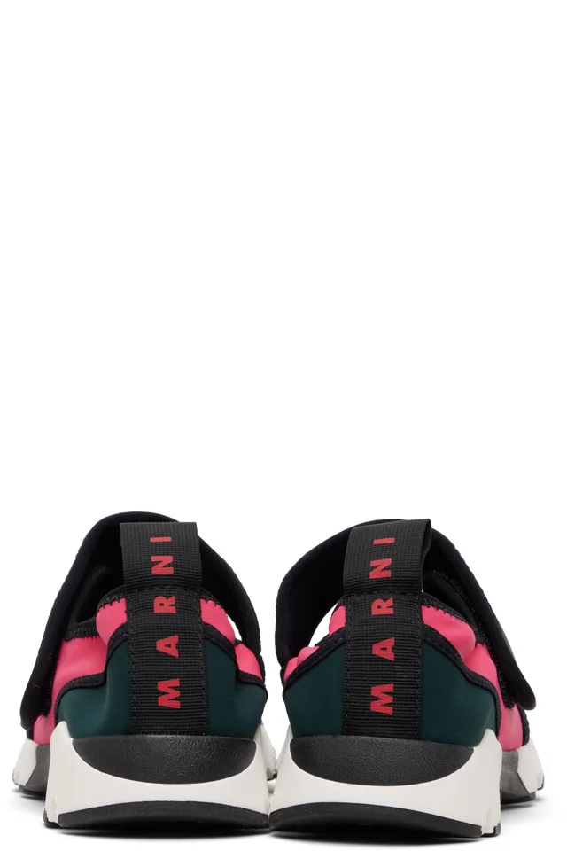 Marni Green & Pink Lycra Mary Jane Running Sneakers, photo 2 of 4 from SSENSE