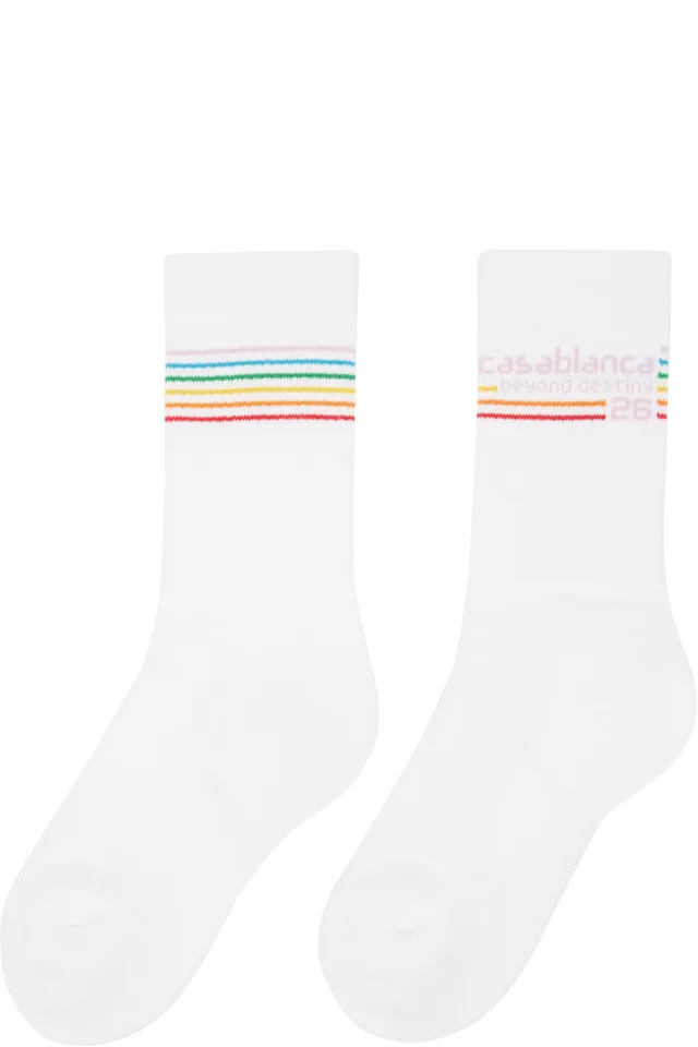 Casablanca White Beyond Destiny Stripe Socks, photo 2 of 2 from SSENSE