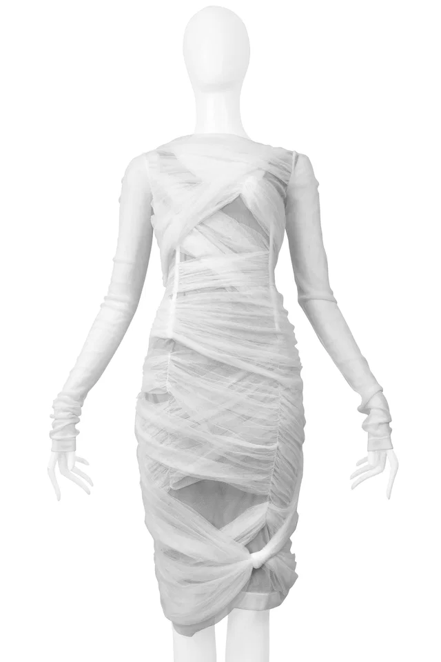 Dolce & Gabbana White Sheer Mesh Mummy Dress in White Nylon from Resurrection Vintage