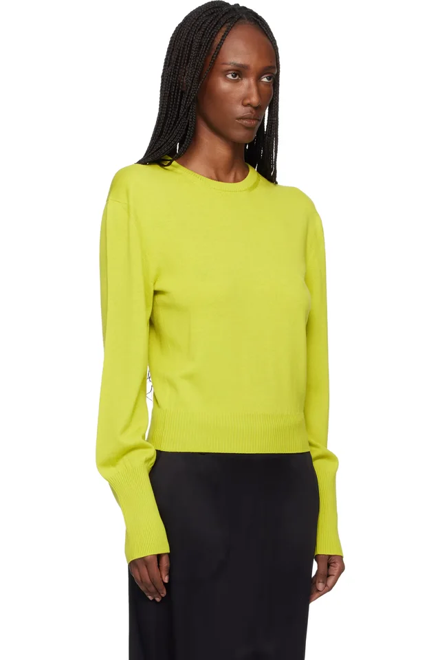 Lanvin Green Wool Grosgrain Detail Sweater, photo 2 of 4 from SSENSE