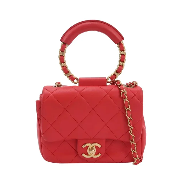 Chanel Quilted Lambskin Mini Flap Bag in red Lambskin from Grailed