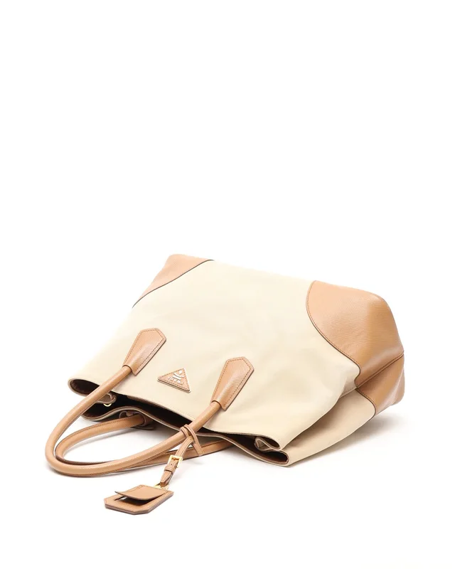 Prada Canapa Saffiano Cuir Double Tote Bag in Saffiano leather from A Retro Tale, photo 5 of 9