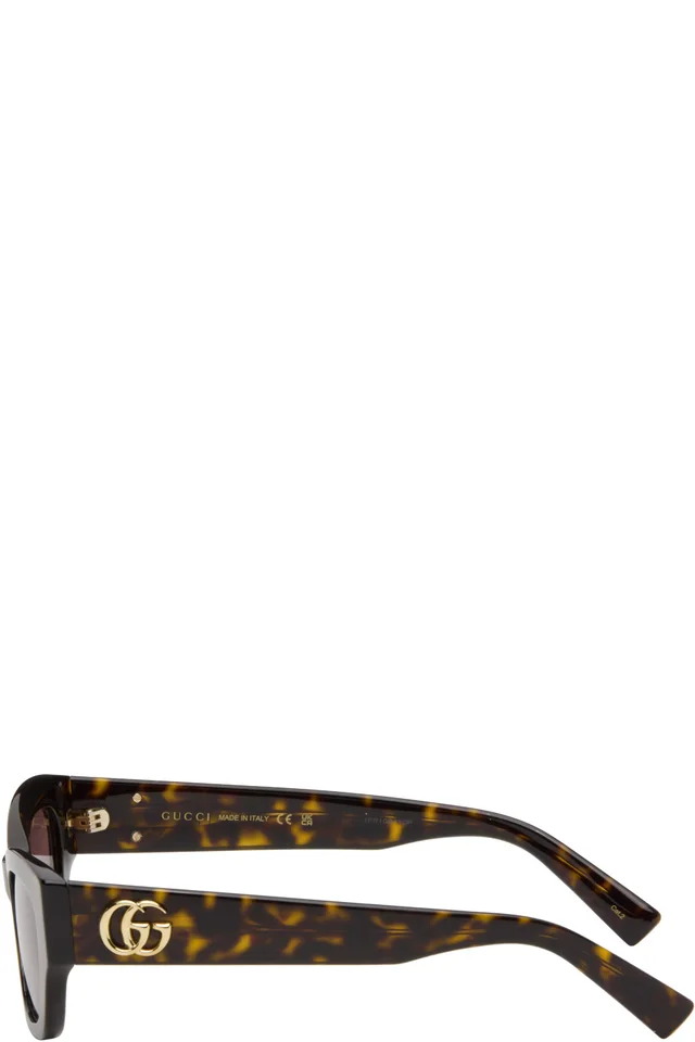 Gucci Brown Low Nose Bridge Fit Sunglasses, photo 3 of 4 from SSENSE