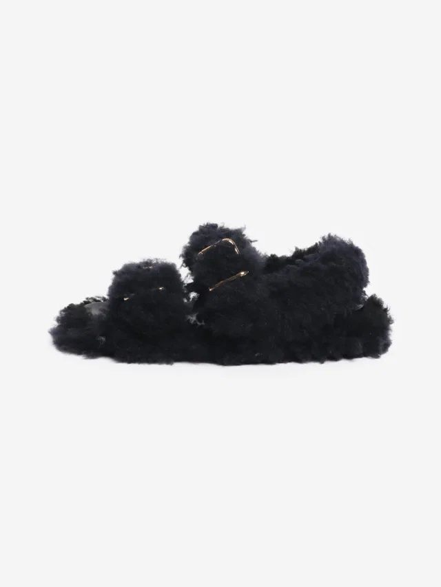 Marni Black shearling sandals - size EU 40 in Black from Sign of the Times