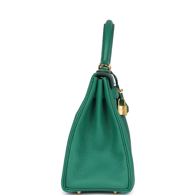 Hermès Kelly Retourne 28 Vert Vertigo Clemence Gold Hardware in Green Clemence leather from Madison Avenue Couture, photo 3 of 9
