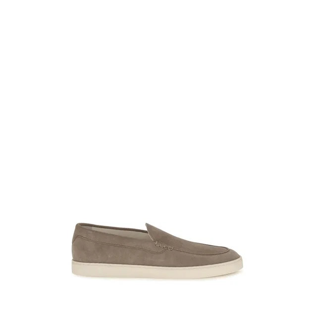 Brunello Cucinelli Gray Calf Leather Bos Taurus Slip-On Loafers in Grey Calfskin from HEWI