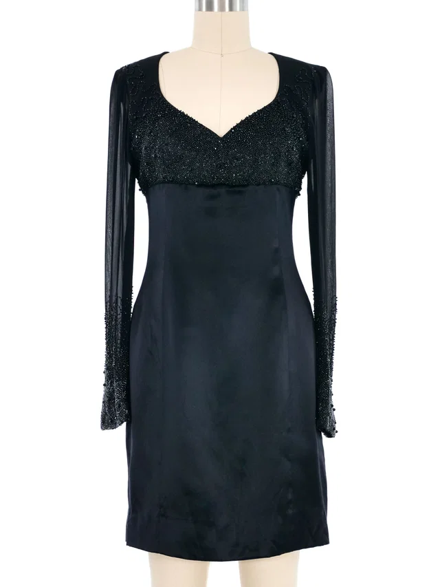 1990s Chloe by Lagerfeld Silk Embellished Mini Dress in Silk from Arcade Vintage