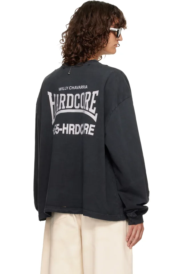 WILLY CHAVARRIA Black 'Hardcore' Buffalo L/S T-shirt, photo 2 of 4 from SSENSE