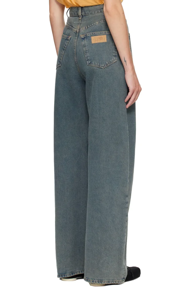 MM6 Maison Margiela Blue Back-To-Back Jeans, photo 3 of 4 from SSENSE