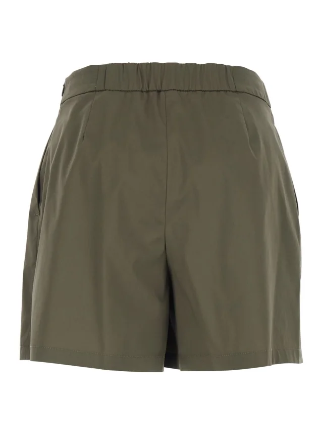 LEPLAIN Green Women's Shorts with Semi-Elasticated Waist and Side Closure in Cotton Blend in Green 66% Cotton 30% Nylon 4% Elastane, photo 3 of 6 from Gaudenzi Boutique