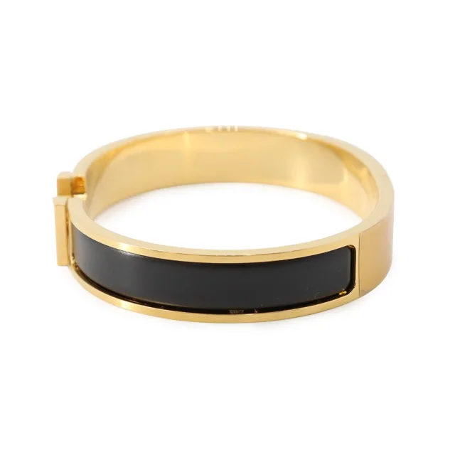 Hermès ClicHH Bangle Size PM Black Enamel Gold Plated in Black from GALLERY RARE, photo 2 of 10