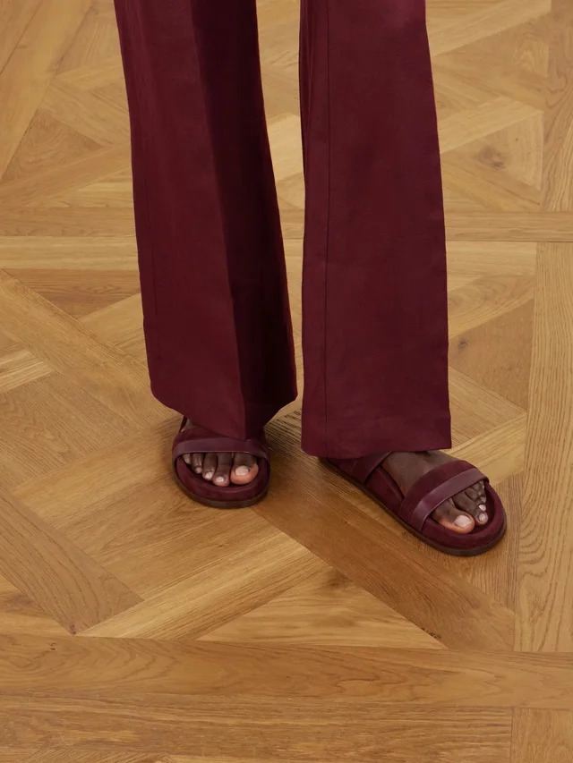 GABRIELA HEARST Low Striker paneled suede and leather sandals in Red, photo 2 of 2 from NET-A-PORTER (Canada)