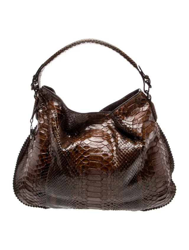 Giorgio Armani Python Hobo in red|brown Python from The RealReal
