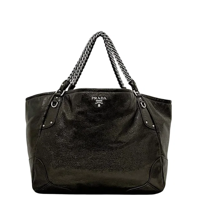Prada Chain Tote Brown Coating Leather 20 31 Shoulder Bag in Brown Leather from The Reluxe