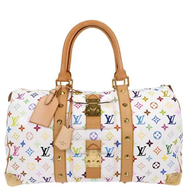 Louis Vuitton White Monogram Multicolor Keepall 45 Handbag M92641 in White Canvas from AMORE Vintage Tokyo