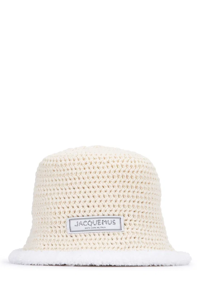 Jacquemus Le Bucket Hat — White Principal:coton in White Woven leather from HEWI