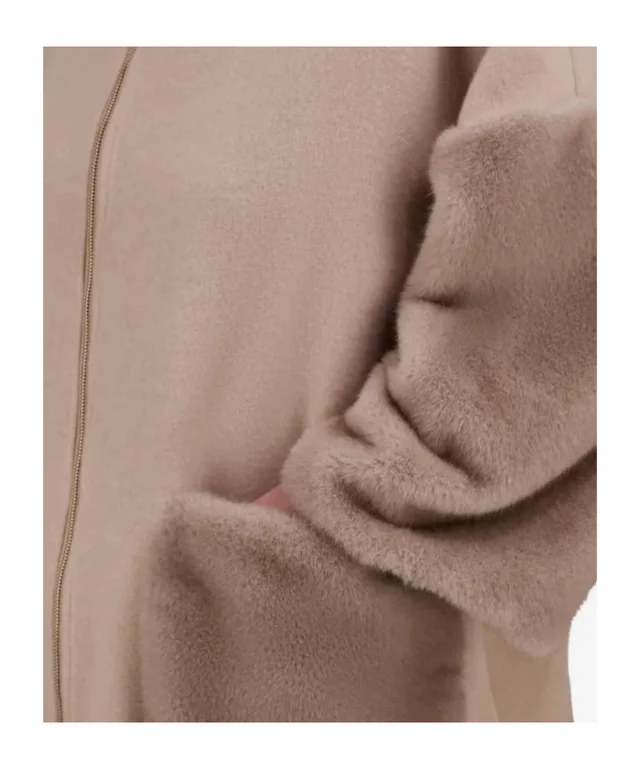 Herno WOOL CASHMERE AND MINK-EFFECT MÉLANGE PONCHO, photo 4 of 4 from SENSER