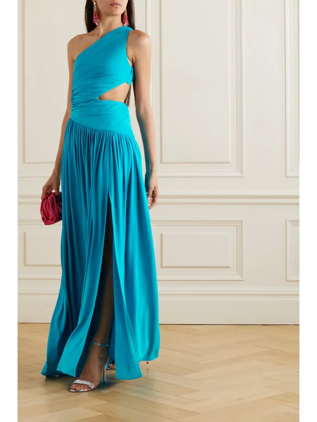MICHAEL KORS COLLECTION One-shoulder cutout gathered jersey gown in Blue, photo 2 of 2 from NET-A-PORTER (Canada)