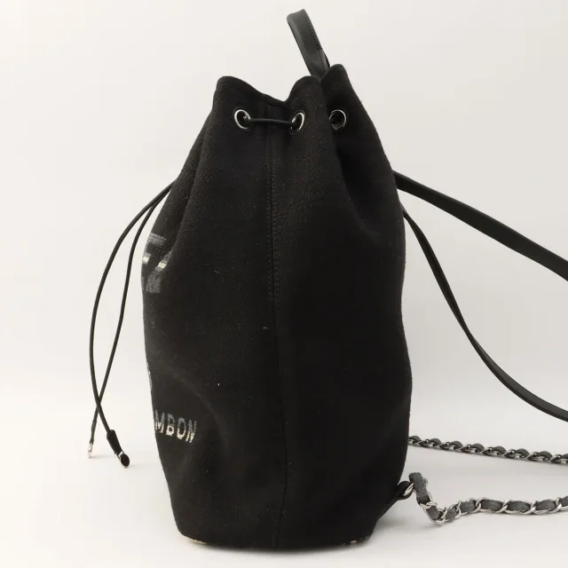 Chanel Dauville backpack, black, made around 2018 in Black Canvas from VINTAGE QOO TOKYO, photo 4 of 14