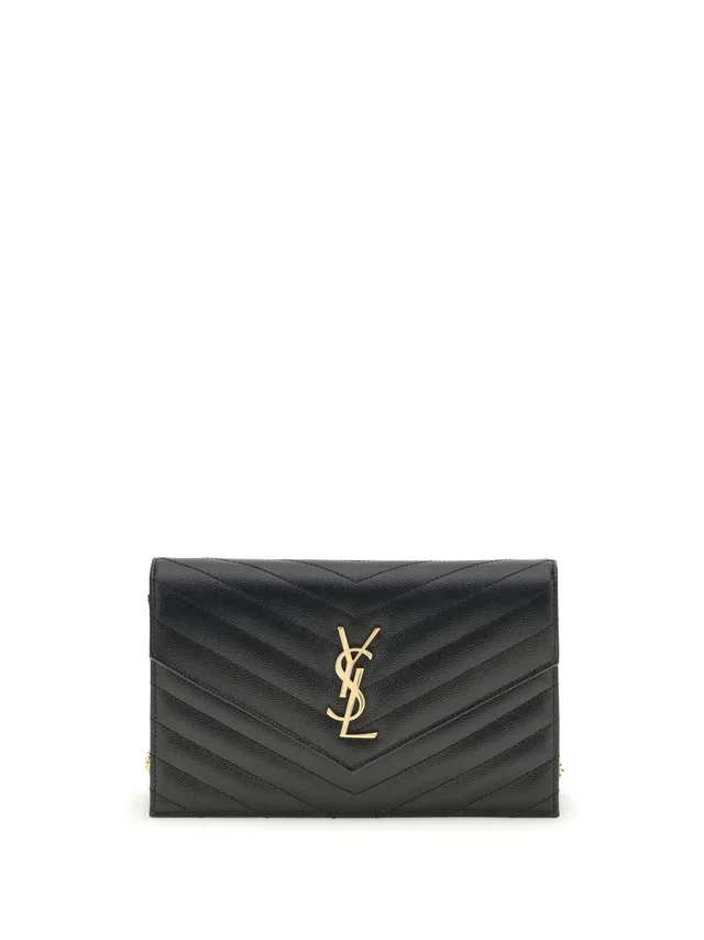 Saint Laurent Cassandre Shoulder Bag — Black Calf Leather Bos Taurus in Black Calfskin from HEWI