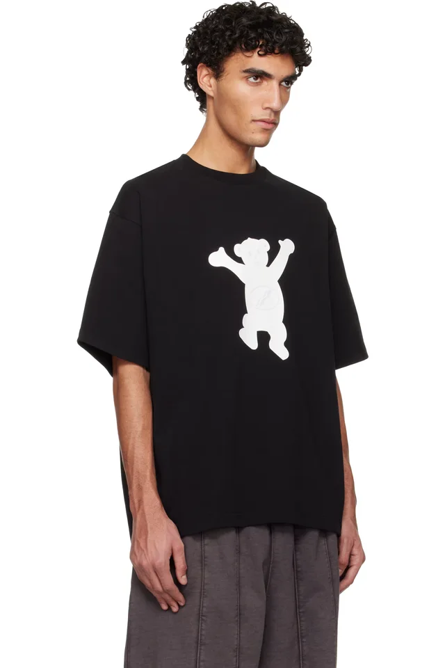 We11done Black Teddy Logo T-shirt, photo 2 of 4 from SSENSE