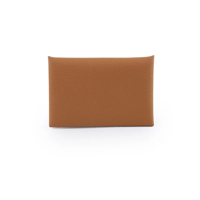 Hermès Calvi Card Holder Epsom Leather Gold- B stamp in Gold Epsom leather from The Purse Affair