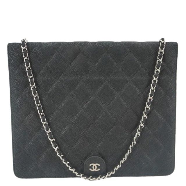 Chanel Nubuck Quilted Leather Ipad Case Black in Black Suede from Dallas Designer Handbags