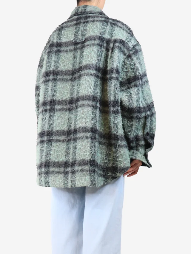Acne Studios Black and green brushed wool plaid overshirt - size S in Black Wool from Sign of the Times, photo 2 of 3