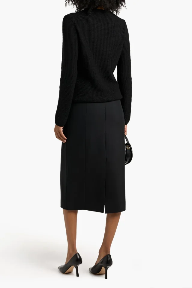 Veronica De Piante Nova Crepe Midi Skirt in Black, photo 3 of 4 from THE OUTNET