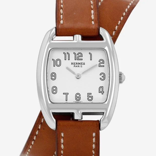 Cape Cod Tonneau steel watch Ref: Hermès - CT1.210 Circa 2000 in Leather from Collector Square