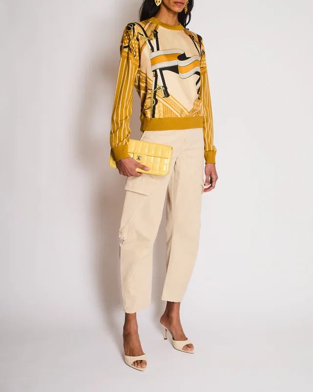 Hermès Ochre Poste Aux Lettres Silk Panelled Jumper Size FR 34 (UK 6) in Silk from Sellier