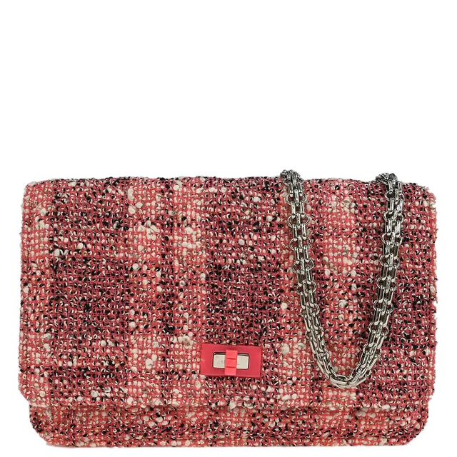 Chanel 2019 Pink Tweed Mademoiselle Lock Classic WOC Wallet On Chain in Pink Tweed from AMORE Vintage Tokyo