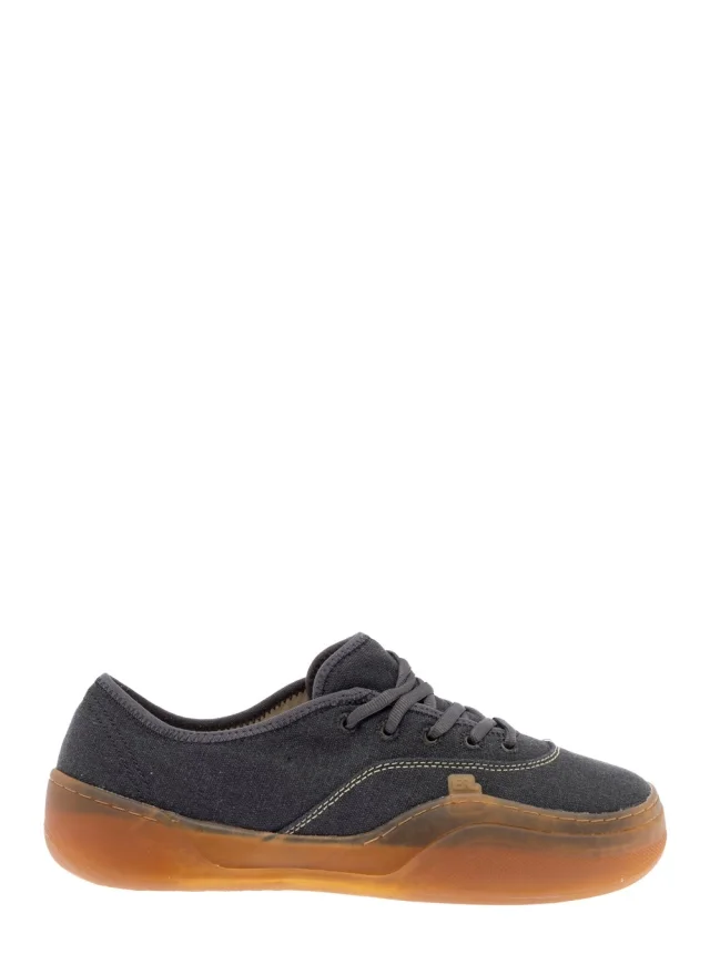 Erl 'Low Skate' Black Sneakers Low Top with Contrast Sole in Cotton Man in Black 100% Cotton, image 1 of 1 from Gaudenzi Boutique