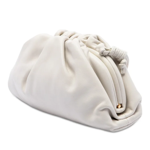 White Bottega Veneta Lambskin The Mini Pouch Crossbody in White Lambskin from Designer Revival, photo 2 of 2