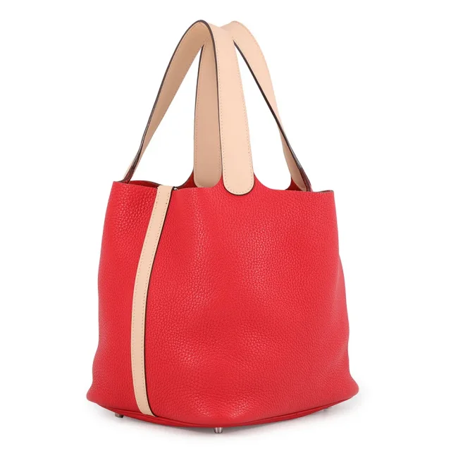 Hermès Picotin Lock Touch Rouge Tomate/Rose Eglantine Taurillon Clemence Swift Leather Size MM in Red Clemence leather from GALLERY RARE, photo 3 of 12