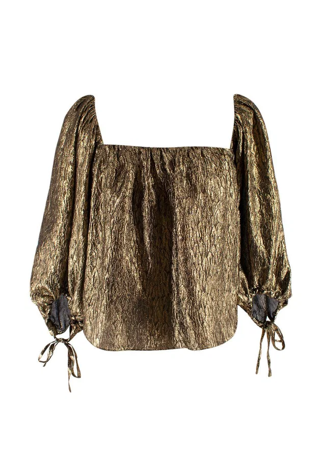 Saint Laurent Metallic Jacquard Silk Blouse in Silk from HEWI