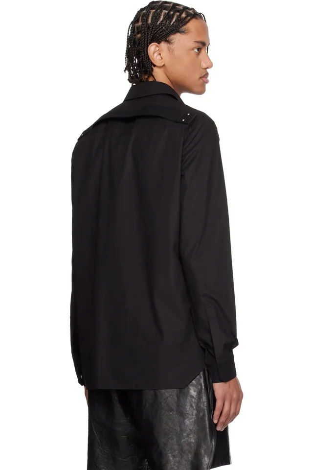 Rick Owens Black Temple Fogpocket Shirt, photo 3 of 4 from SSENSE