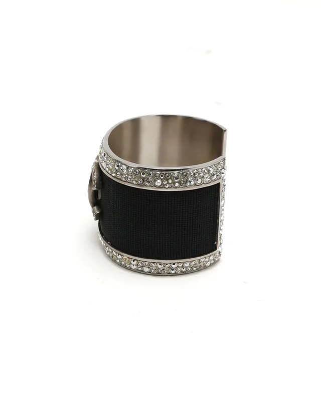 Chanel Strass and Fabric CC Cuff Bracelet from A Retro Tale, photo 2 of 6