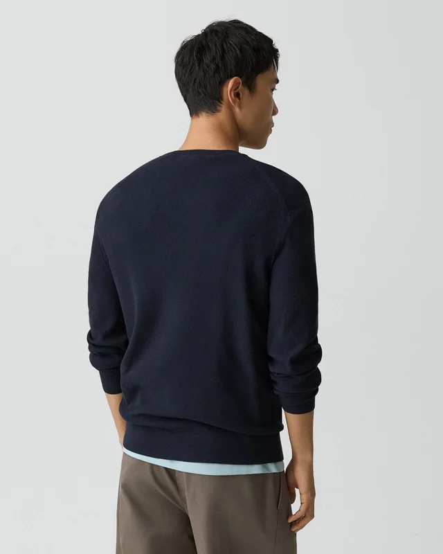 Theory Riland Crewneck Sweater in Light Bilen in DARK ECLIPSE 62% Viscose, 38% Polyester; Exclusive Of Elastic, photo 3 of 12 from Theory