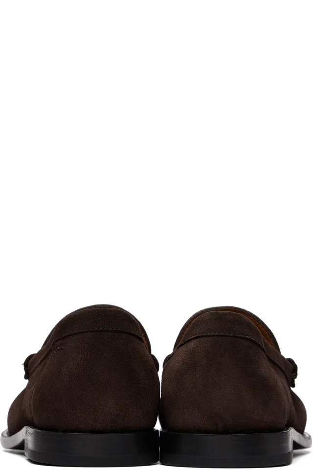 BOSS Brown Penny-Trim Suede Loaferts, photo 2 of 5 from SSENSE