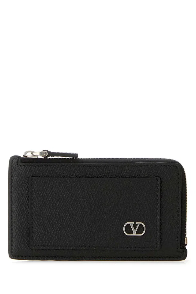 Valentino Garavani Purse Card Holder — Black Wallet in Black Leather from HEWI