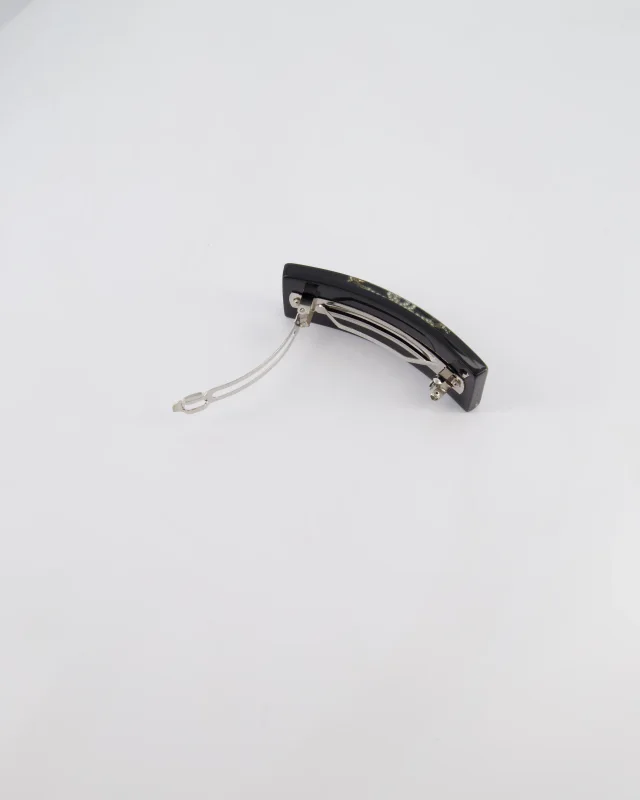 Chanel 16/S Black & White Hair Clip with Logo and Crystals in Black from Sellier, photo 12 of 13