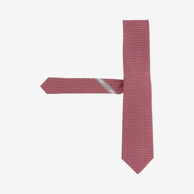 Ferragamo Silk Patterned Necktie — Red Neckties in Red Silk from HEWI
