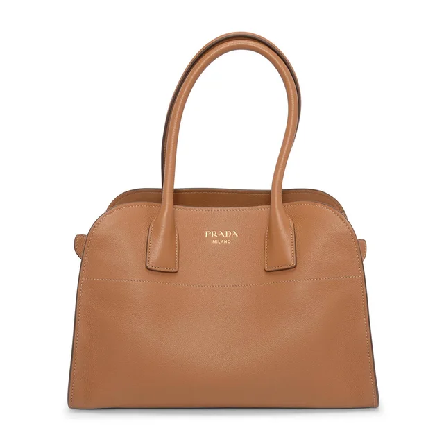 Prada Grained Leather Medium Tote in Caramel Caviar leather from Blue Spinach