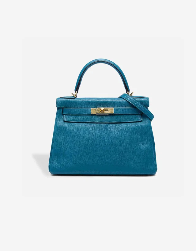 Hermès Kelly 28 Togo Bleu Izmir in Blue Togo leather from SACLÀB