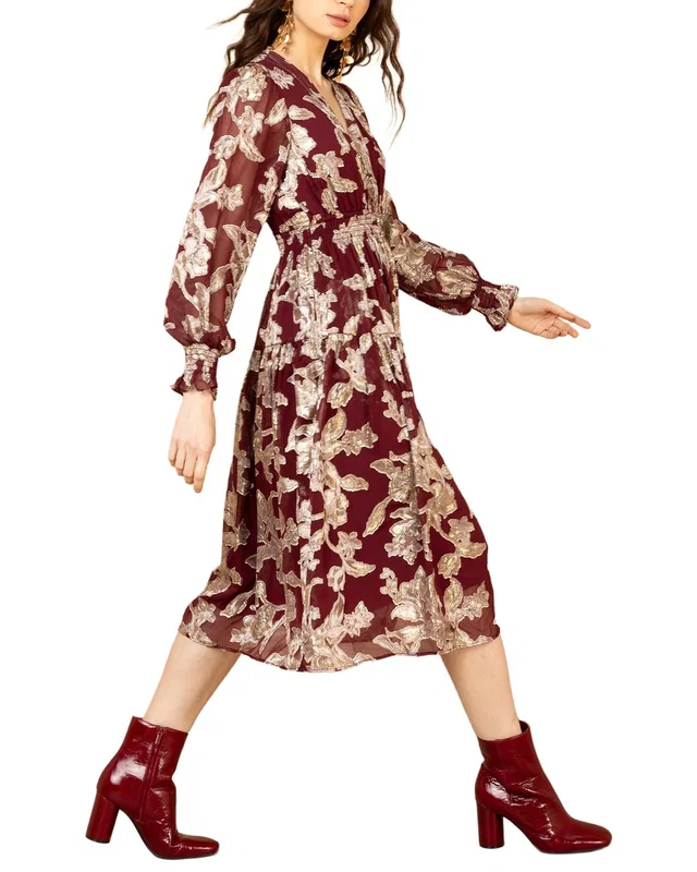 Hale Bob Long Sleeve Raquel Silk-Blend Midi Dress, image 1 of 1 from Rue La La