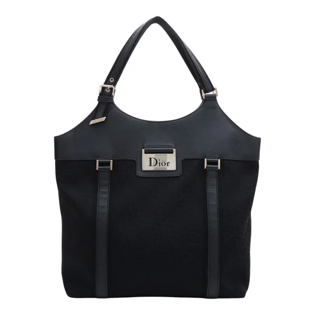 Dior Street Chic Trotter Pattern Handbag Black in Black Canvas from VINTAGE QOO TOKYO